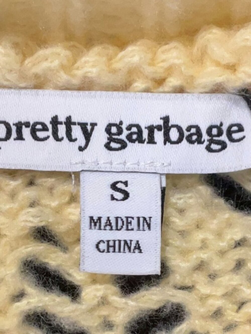 NWT Pretty Garbage Lace Up Pointelle Cardigan Sweater Yellow Cottagecore Small - Picture 8 of 10